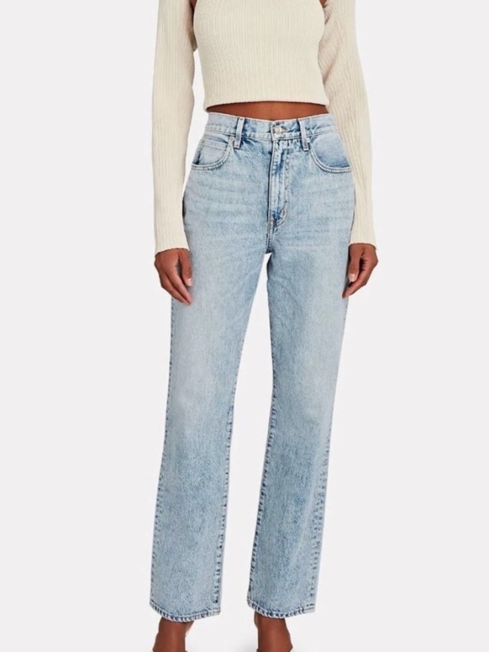 SLVRLAKE London High-Rise Straight-Leg Jeans in Crosby Wash 25